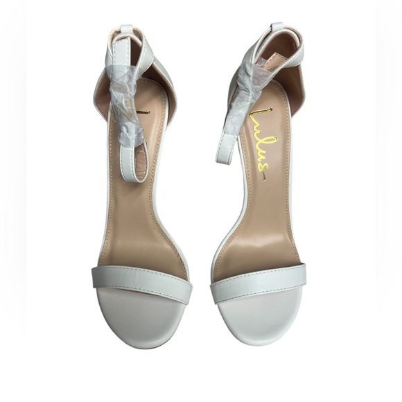 NIB Lulu's Elegant White with Natural Elsi Stacked Heels 7 - Picture 5 of 8